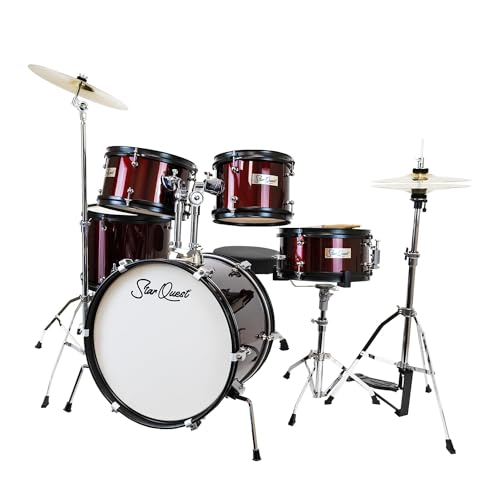 StarQuest Junior 5-Piece Drum Set | Premium Metallic Wine Red