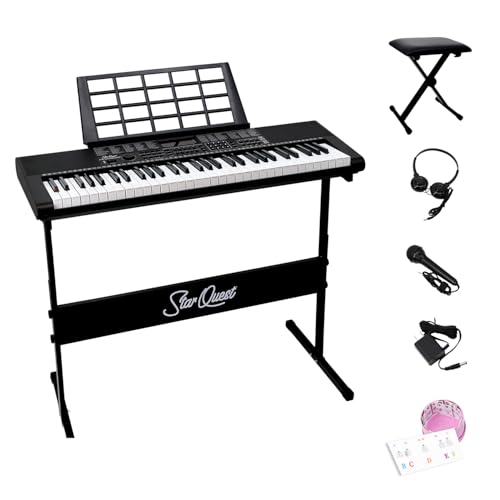 StarQuest SQ-KB61KEP Clavier Électronique Portable 61 Touches – Piano Numérique Pour Débutants Et Musiciens Expérimentés, Multifonction, Qualité Sonore Supérieure
