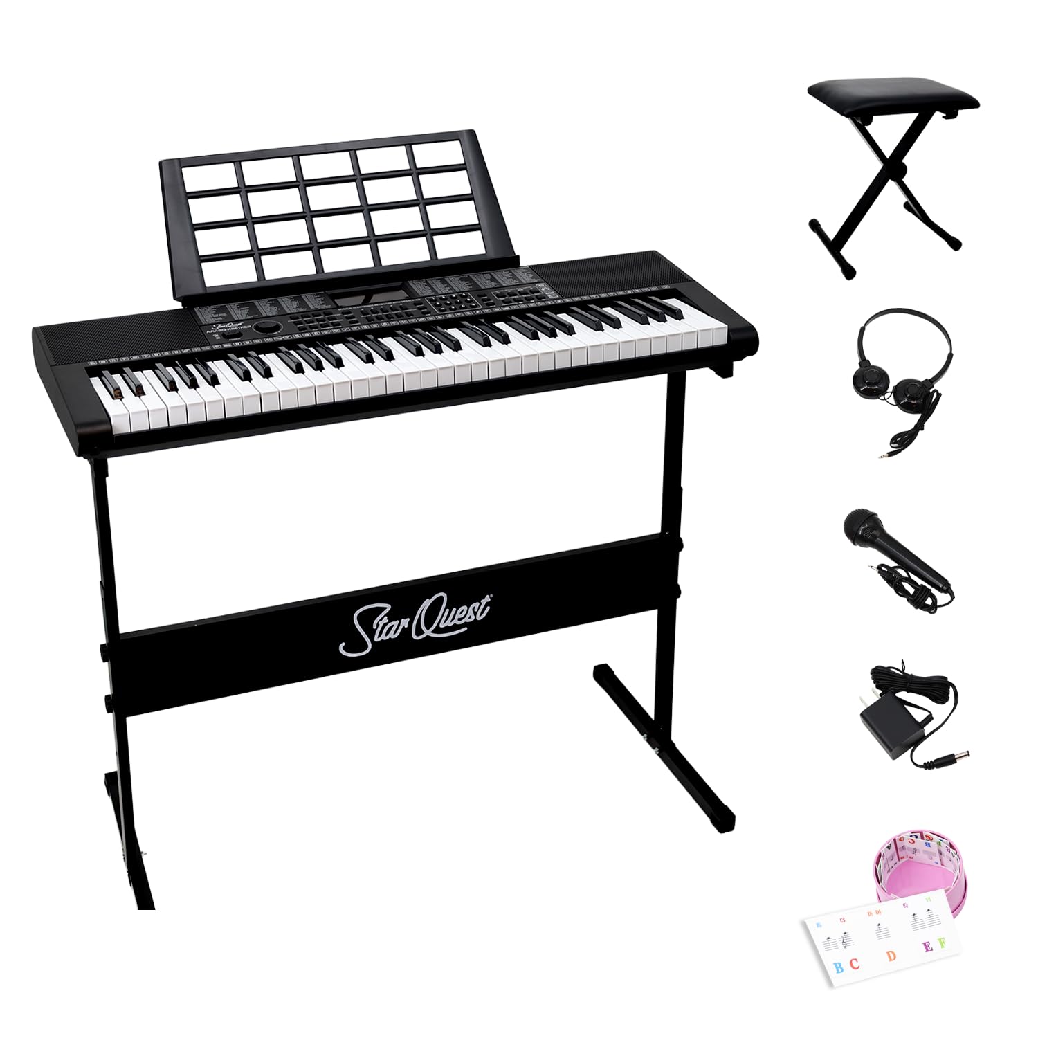 StarQuest SQ-KB61KEP Clavier Électronique Portable 61 Touches – Piano Numérique Pour Débutants Et Musiciens Expérimentés, Multifonction, Qualité Sonore Supérieure
