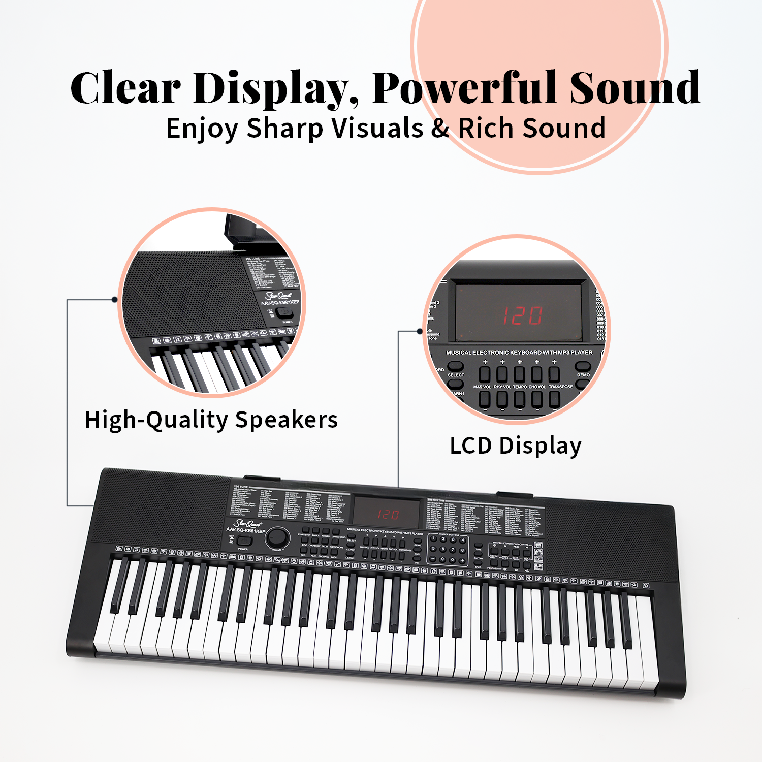 StarQuest 61 Key Portable Electronic Keyboard Piano Kit – Digital Piano for Beginners and Experienced Musicians, With Stand, Bench, Headphones, & Microphone