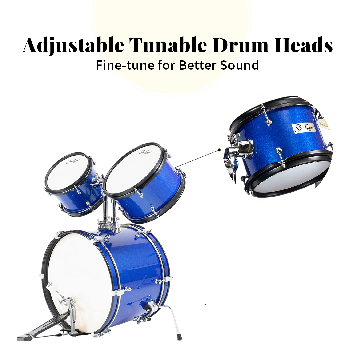 StarQuest Junior 5-Piece Drum Set | Premium Metallic Blue Finish