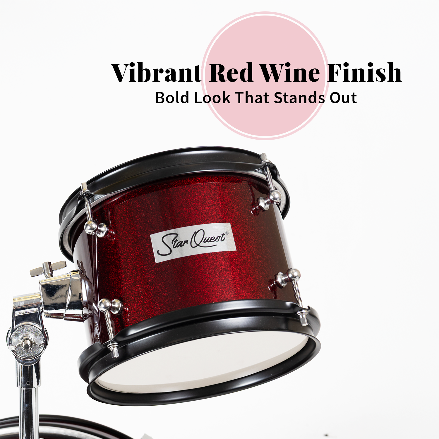 StarQuest Junior 3-Piece Drum Set | Metallic Wine Red Finish