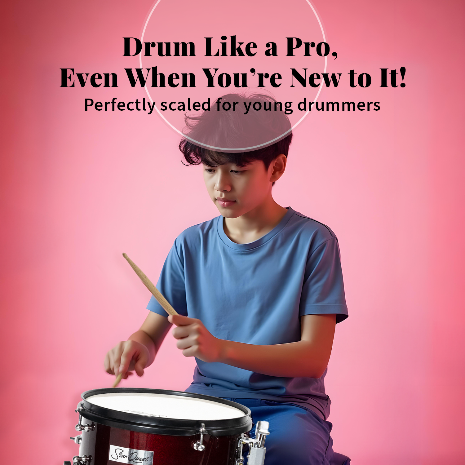 StarQuest Junior 3-Piece Drum Set | Premium Metallic Wine Red Finish