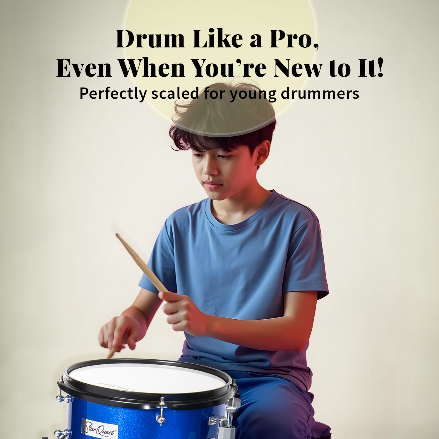 StarQuest Junior 3-Piece Drum Set | Premium Metallic Blue Finish