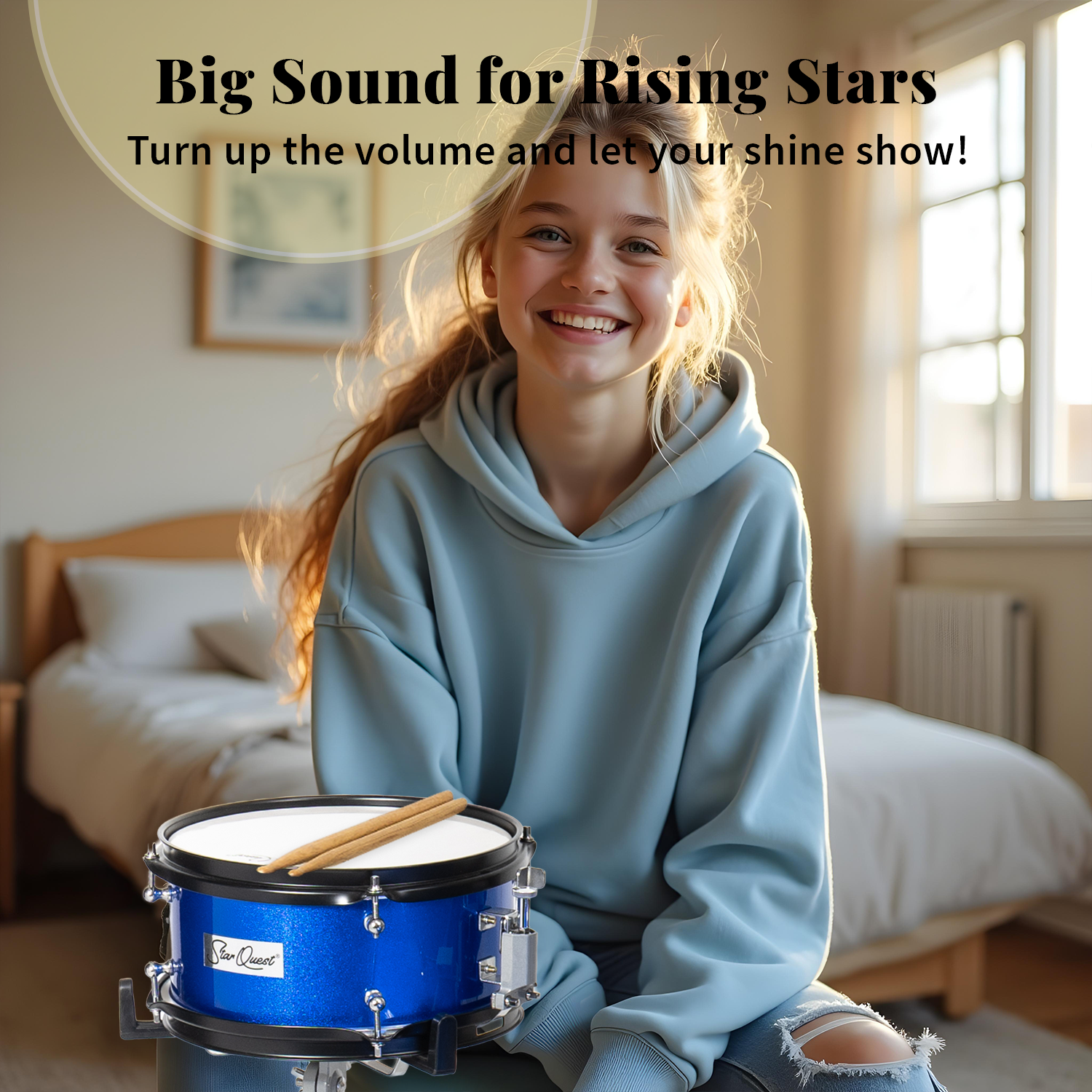 StarQuest Junior 3-Piece Drum Set | Premium Metallic Blue Finish