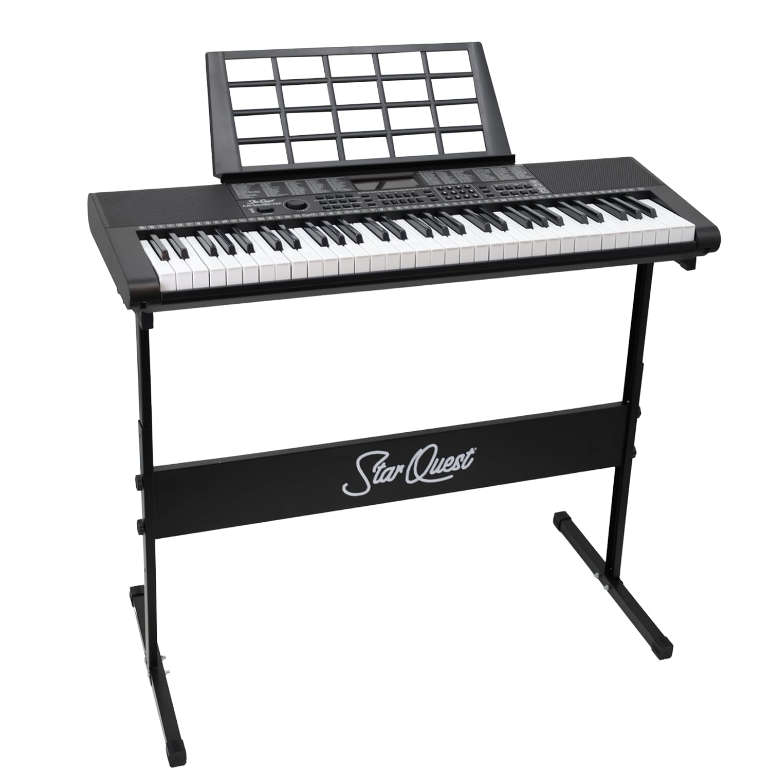 StarQuest 61 Key Portable Electronic Keyboard Piano Kit – Digital Piano for Beginners and Experienced Musicians, With Stand, Bench, Earphones, Pedal, Stickers