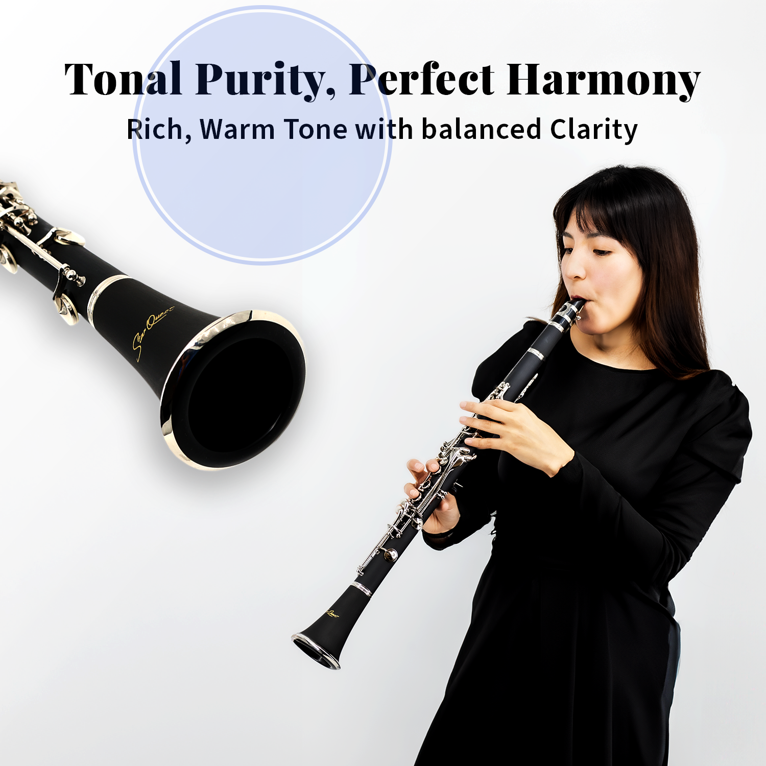 StarQuest Bb Clarinet Durable ABS Body with 17 Nickel-Plated Keys, Ideal for Beginners to Experienced Musicians, Hardened Case and Reed Included