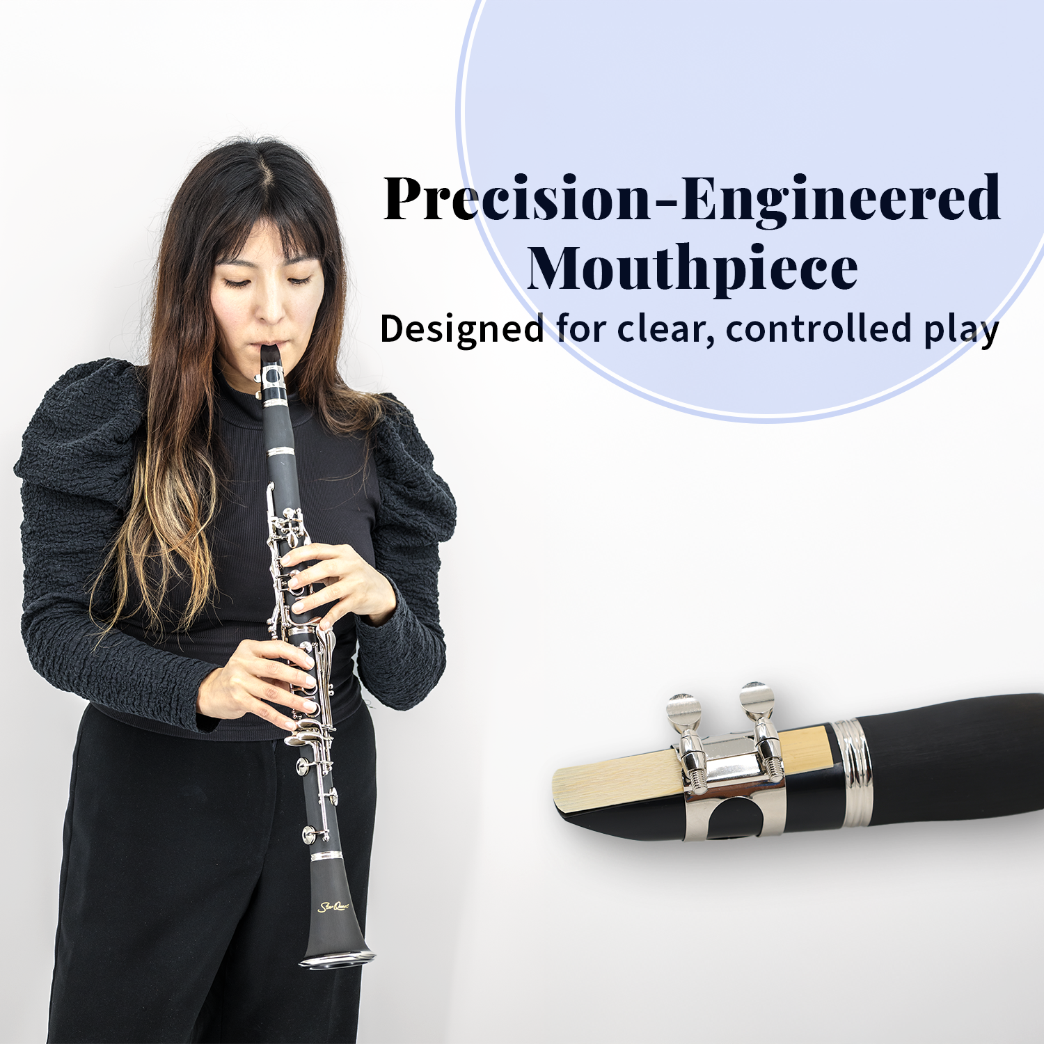 StarQuest Bb Clarinet Durable ABS Body with 17 Nickel-Plated Keys, Ideal for Beginners to Experienced Musicians, Hardened Case and Reed Included