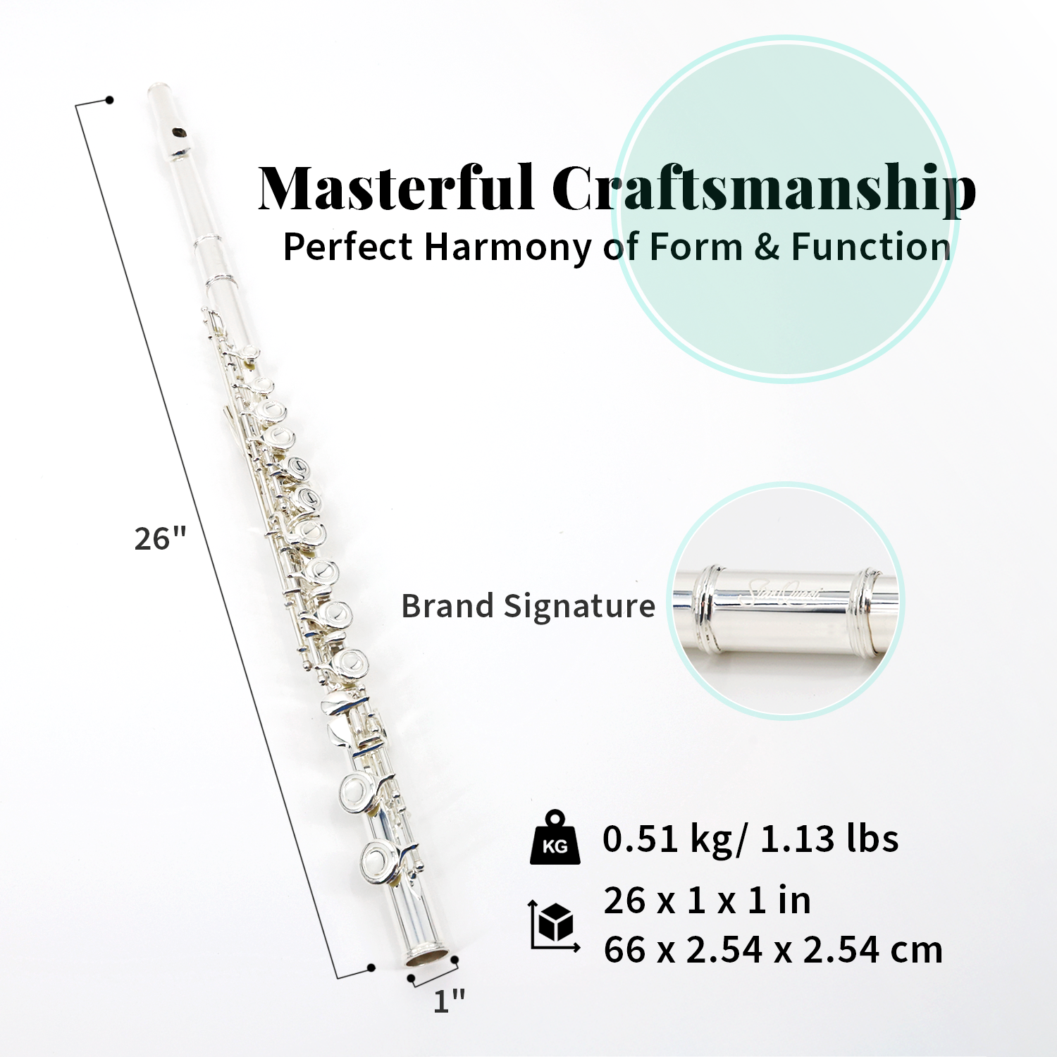 StarQuest SQ-FL250 Flûte C À Trou Fermé Plaquée Argent – Instrument De Qualité Supérieure Pour Les Musiciens Débutants Et Expérimentés. Comprend Un Étui De Protection Rigide